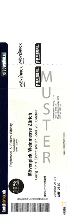Ticket Mövenpick Weinmesse Zürich Billet Foire aux vins Mövenpick Zurich Ticket Mövenpick Weinmesse Zürich Billet Foire aux vins Mövenpick Zurich