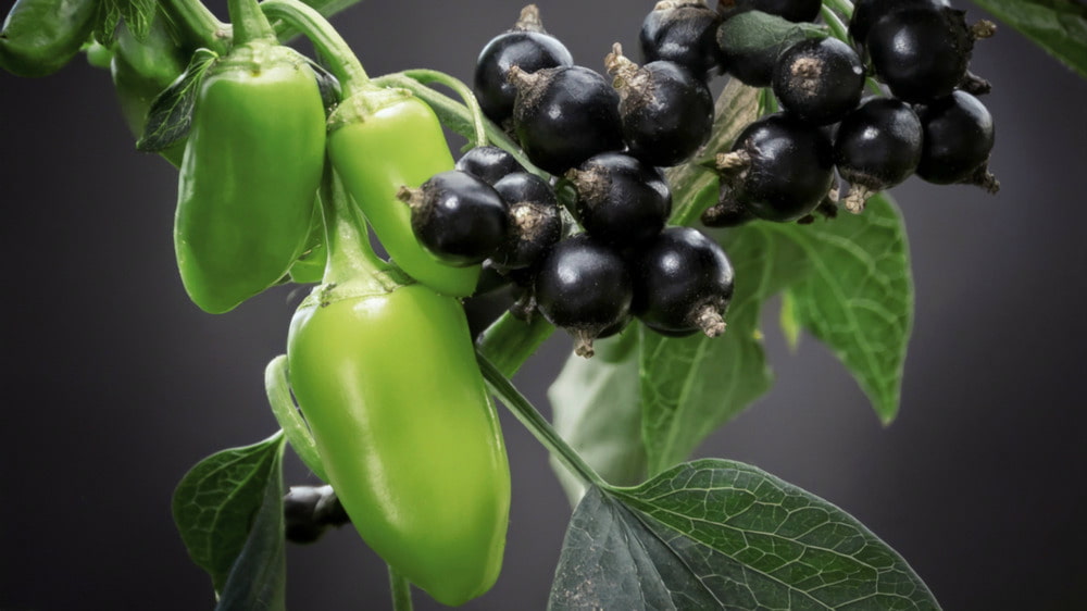 Schwarze Johannisbeere und grüne Paprika