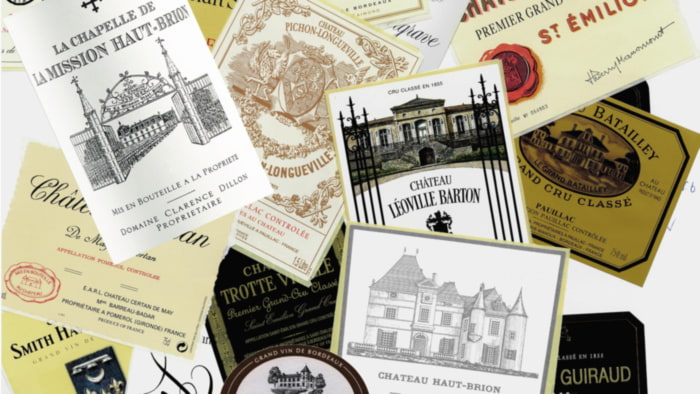 Etiketten renommierter Bordeaux-Ch&acirc;teaux