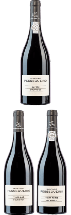 Set Pessegueiro 3x75 cl 1x Rufete 21, 1x Tinta Cao 22 1x Tinta Roriz 23 Quinta do Pessegueiro